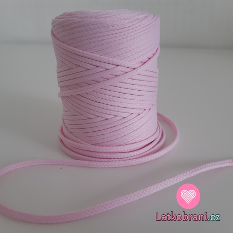 Šňůra oděvní kulatá  PES 4 mm ledově růžová