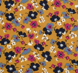 Modalový úplet potisk barevné květiny na okrové