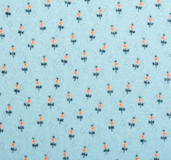 Úplet pointoille potisk drobné kytičky na světle modré