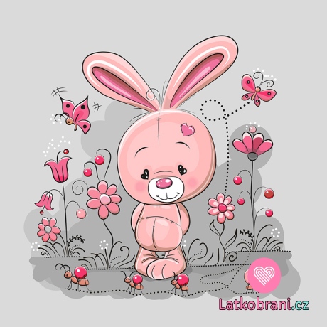 Panel zajíček růžový na šedé