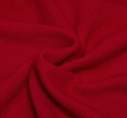 Jednobarevná teplákovina bublinky červená, 3D struktura