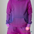 Teplákovina potisk drobný cik-cak fialovo - růžový, lehce počesaná