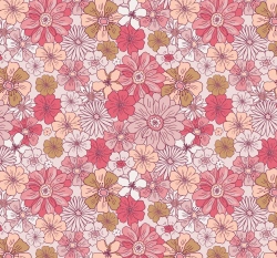 Úplet retro květiny na světle růžové 