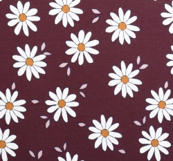 Teplákovina kopretiny na tmavé bordó