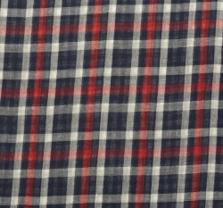 Dvojitá gázovina / mušelín námořnická modrá kostka na bílé, oboustranná 