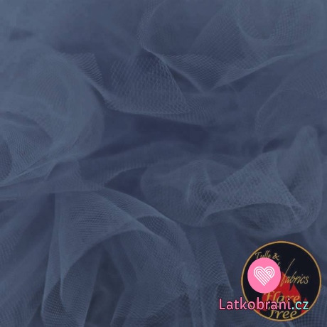 Jemný tyl jeansově modrý tmavší