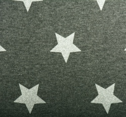 Teplákovina počesaná šedé třpytivé hvězdičky na černošedém melé
