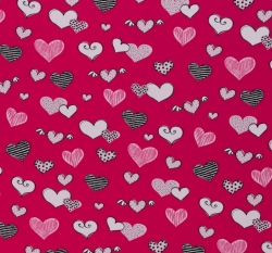 Úplet potisk rozverná srdíčka na růžové