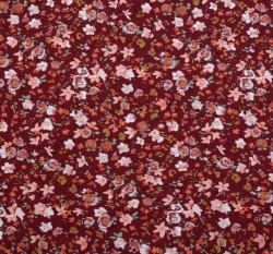 Úplet potisk drobná kvítka na vínové, BIO