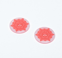 Knoflík kulatý, červený, vločka s mandalou