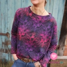 Modalová teplákovina fialové lilie na černé 