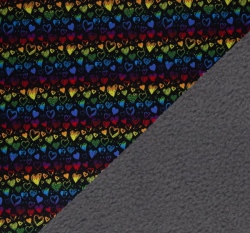 Softshell s fleecem potisk barevná malovaná srdíčka na černé