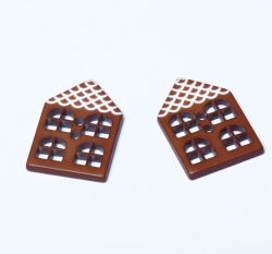 Knoflík ve tvaru domečku hnědý