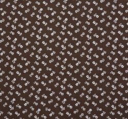 Bavlněné plátno potisk bílé kytičky na hnědé