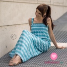 Bavlněný satén čtyřcípé hvězdy na modro - bílých proužcích