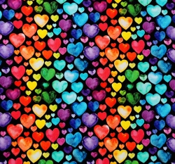 Úplet potisk barevná srdíčka na černé