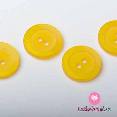 Knoflík kulatý, perleťový, žlutý - velký