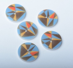 Knoflík potisk geometrické tvary - modrý
