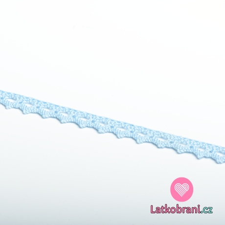 Krajka paličkovaná 8 mm baby modrá
