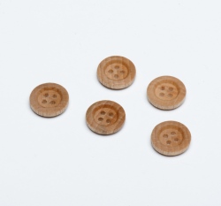 Knoflík kulatý, dřevěný, světlý malý