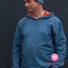 Teplákovina potisk barevné čárky na modré