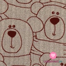 Teplákovina potisk vínový medvídek Méďa na béžové rybí kosti