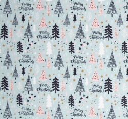 Bavlněné plátno vánoční vzor na modré