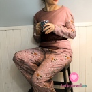 Úplet potisk ptáček na zamrzlém šípkovém keři na starorůžové