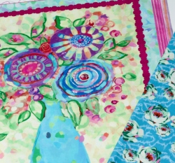 Látkový balíček - bavlna váza s květinami