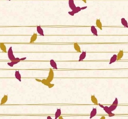 Teplákovina potisk siluety barevných soviček na béžovém podkladu