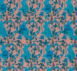 Viskóza potisk modré kvítí na starorůžové 