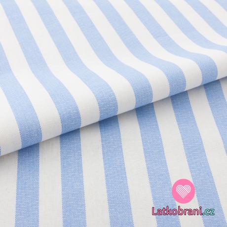 Bavlněné plátno modré proužky na bílé 