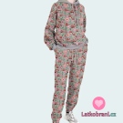 Alpen fleece muchomůrky s listy na světle šedé 