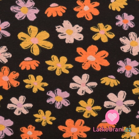Warmkeeper potisk barevné květy na černé