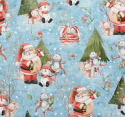 Teplákovina potisk Santa a sněhuláci