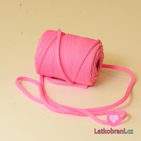 Šňůra kulatá oděvní PES 7 mm růžová