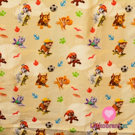 Úplet potisk Tlapková patrola sportuje na béžové