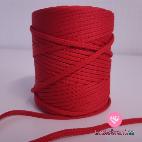 Šňůra oděvní kulatá  PES 4 mm červená tomato