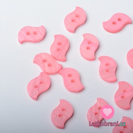 Knoflík vlnka, hladký růžový - velký