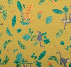 Úplet potisk veselé opičky na okrové, BIO