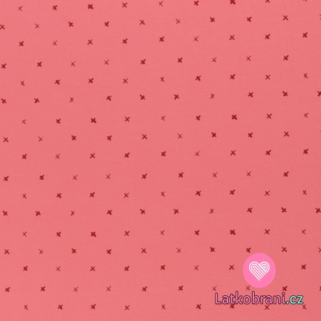 Úplet potisk křížky na lososově růžové