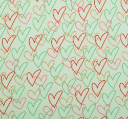 Úplet potisk barevná třpytivá srdíčka na mintové