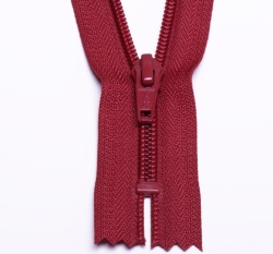 Zip spirálový nedělitelný tmavě červený 18 cm