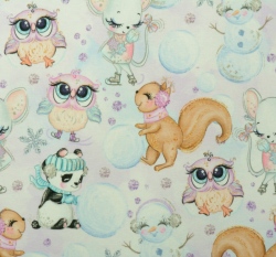 Teplákovina zimní zvířátka, myška na fialkové