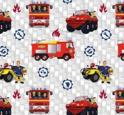 Úplet potisk požárník Sam na šedo-bílé