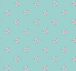 Úplet potisk drobná růžová kvítka na mintovém podkladu