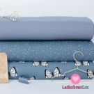 Žebrovaný úplet potisk motýlci na modré, BIO