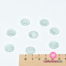 Knoflík kulatý, světle mintový se stříbrnými bublinkami