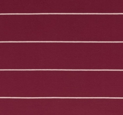 Teplákovina úzké bílé proužky na vínové 