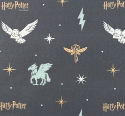 Popelín Harry Potter na antracitové 